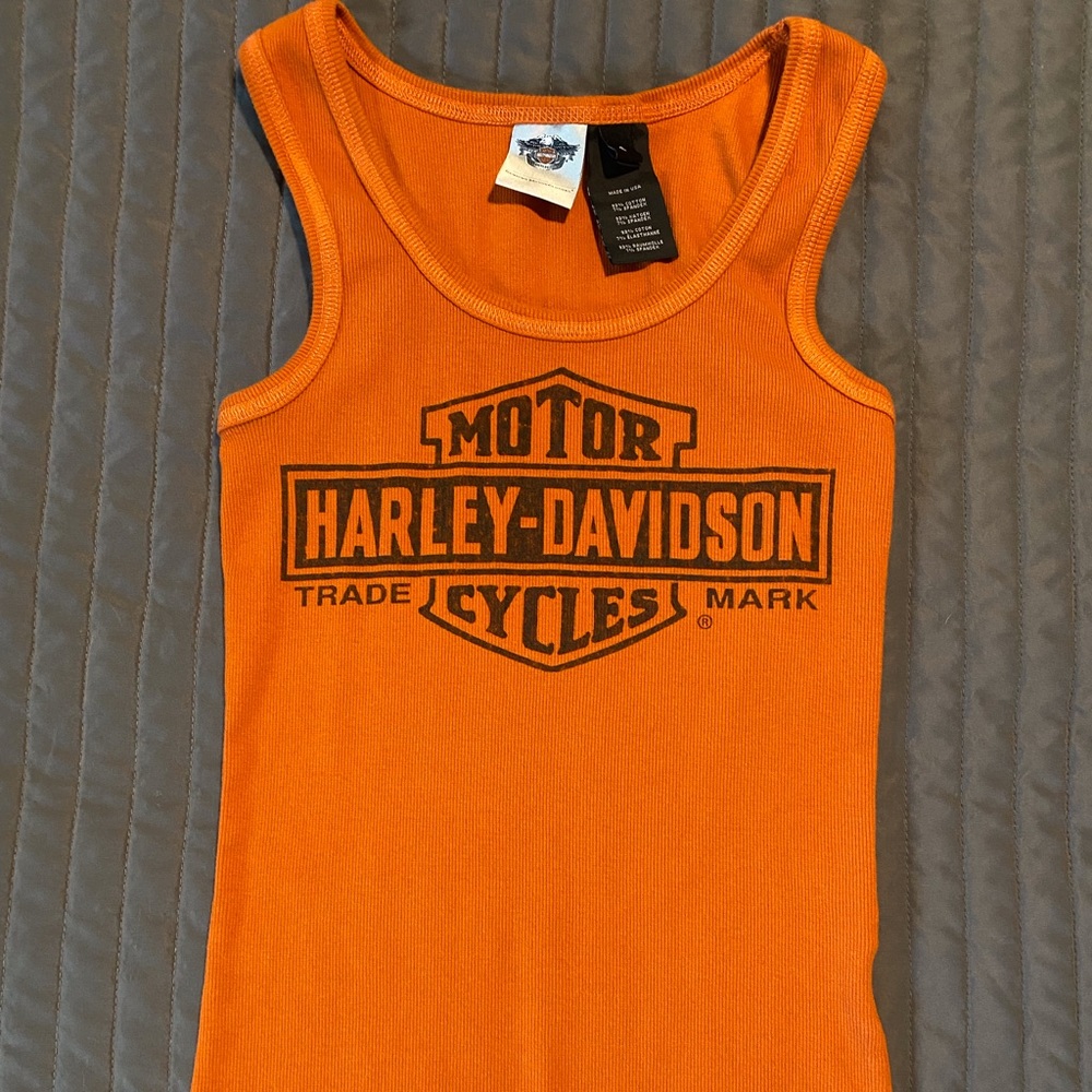 Orange Harley Davidson Tank Top. Small